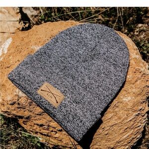 Grunt Style Black Heather Cuffed Beanie with Leather Patch